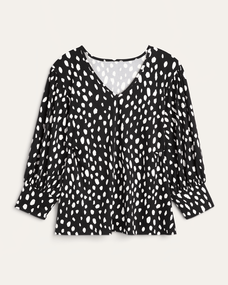 Front of plus size Heather Blouson-Sleeve Top by Molly&Isadora | Dia&Co | dia_product_style_image_id:174820